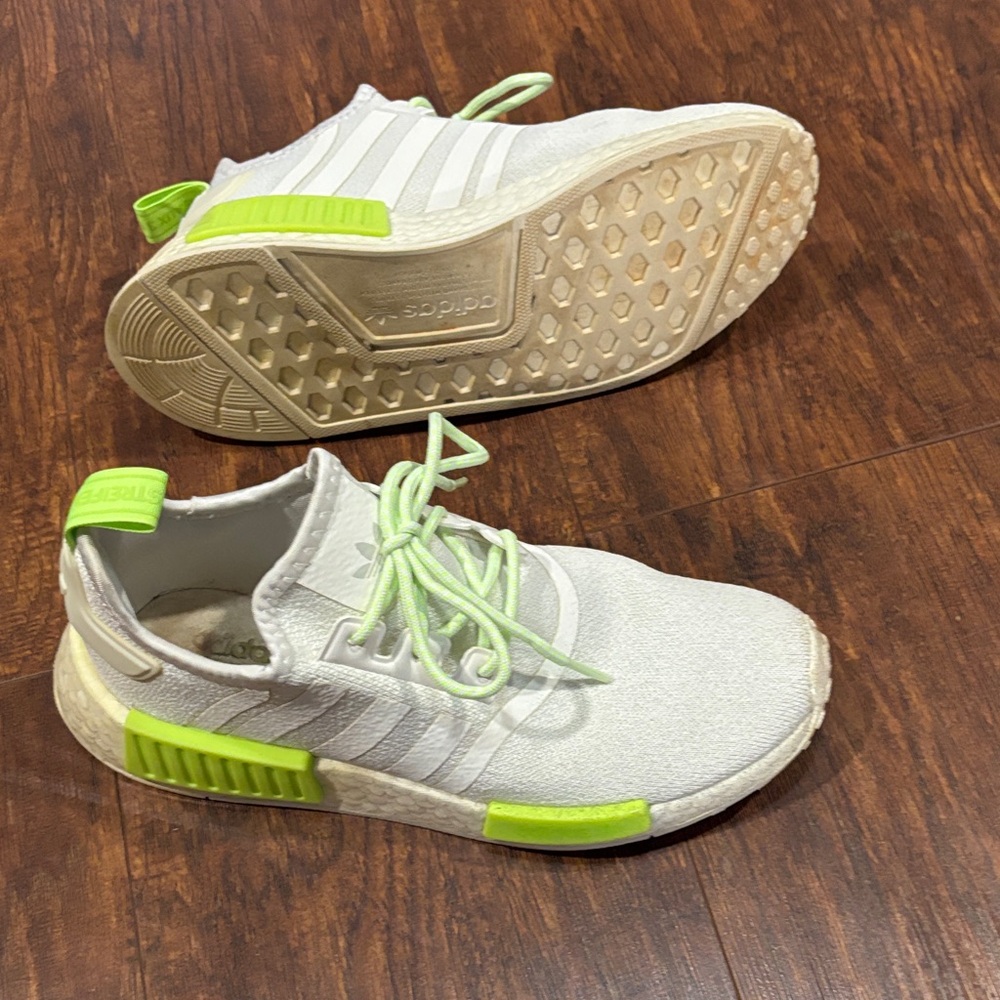 adidas White Sneakers with Neon Green Accents - Picture 10 of 12